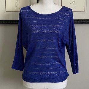 Cobalt Blue Lace Pattern Top